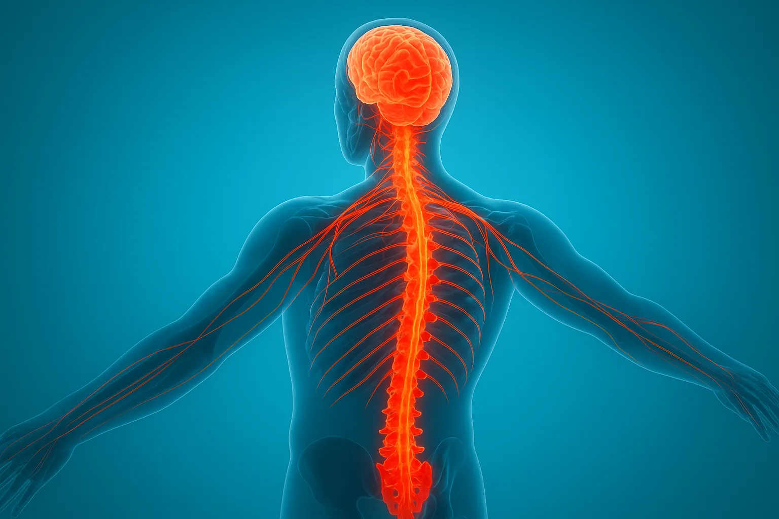 Imagem representa a dor irradiando da cabeça para a coluna