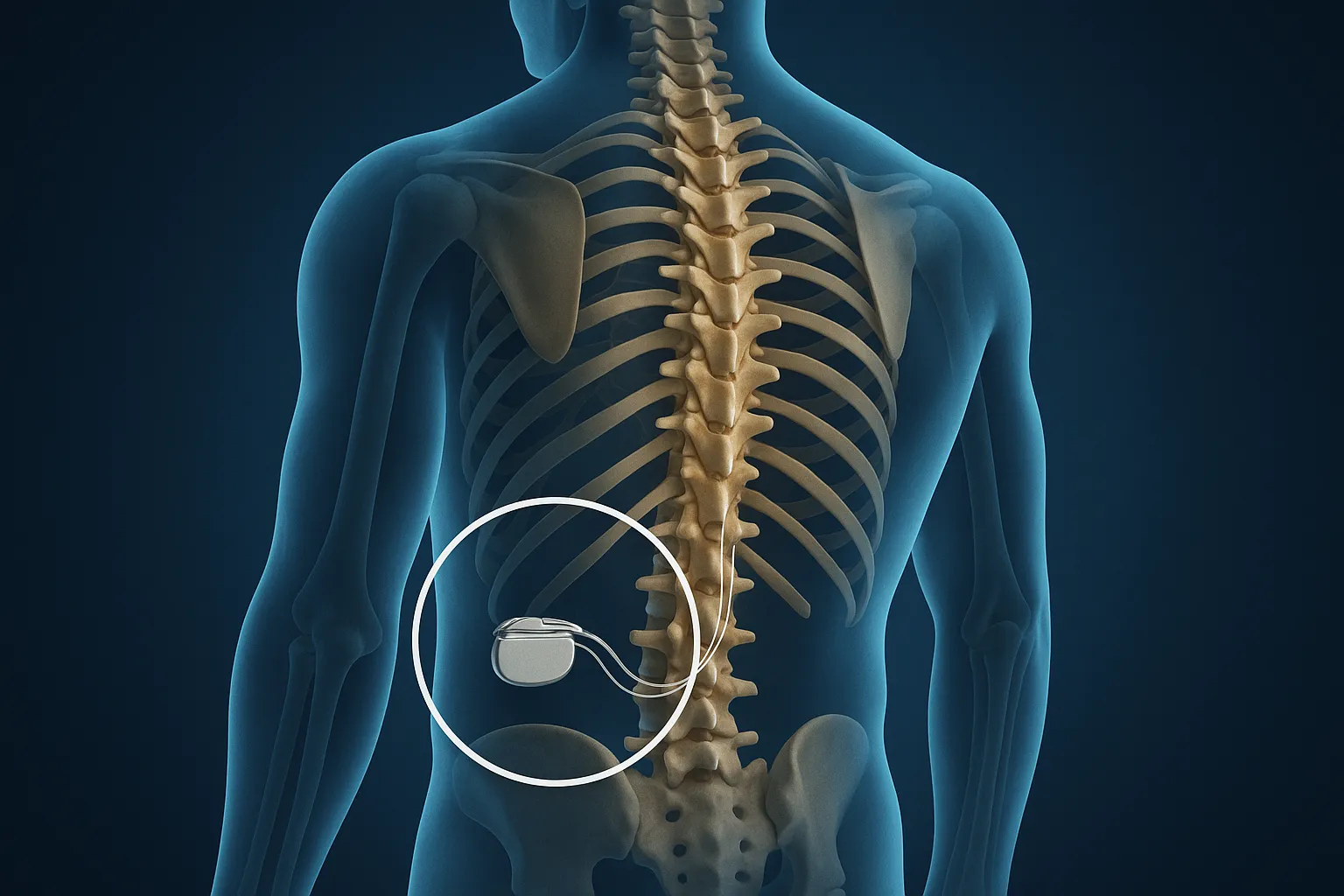 Imagem representativa do neuroestimulador dentro do corpo humano